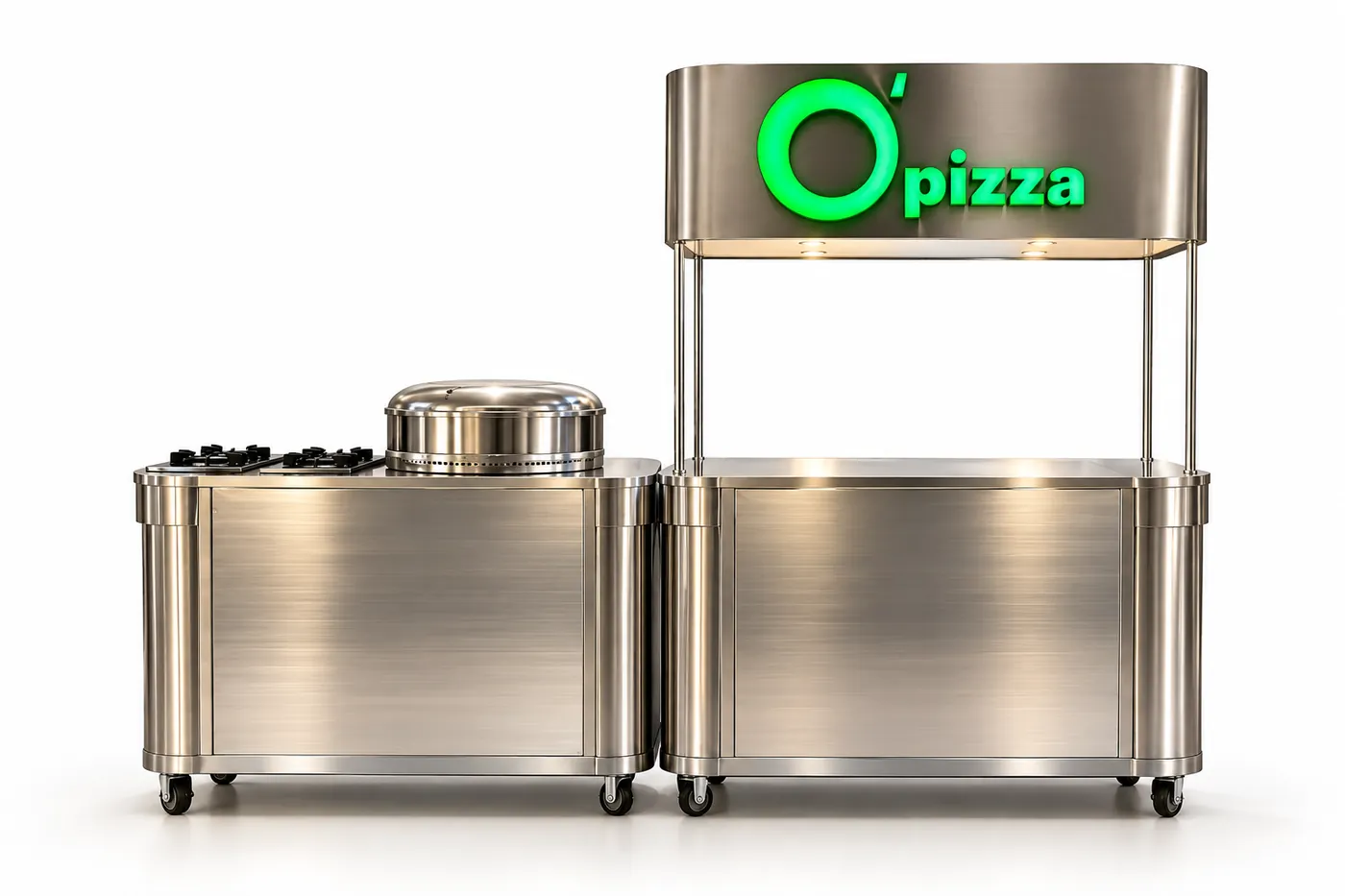 محطتا O’Pizza المتنقلتان من الستيل مع الموقد والفرن